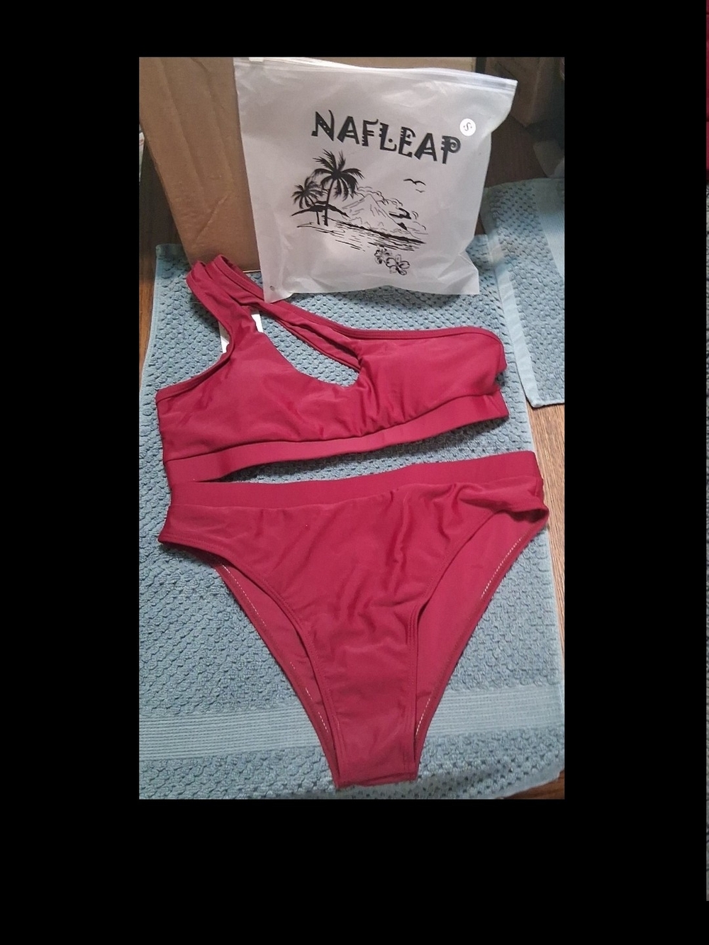 NAFLEAP Women's One-Shoulder High-Waist Bikini in Deep Pink